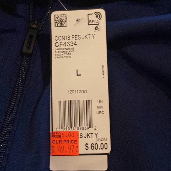 ADIDAS
Big Zip Front Iconic Tricot Jacket, Large, Dark Blue - Picture 6 of 6